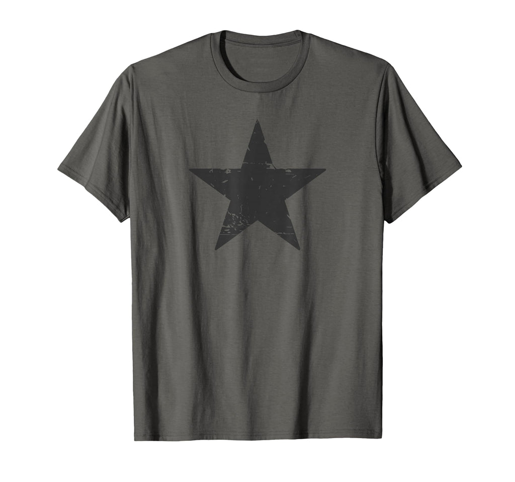 Dark Grey Star Distressed Minimalist T-Shirt - Custom Art Print Men Women