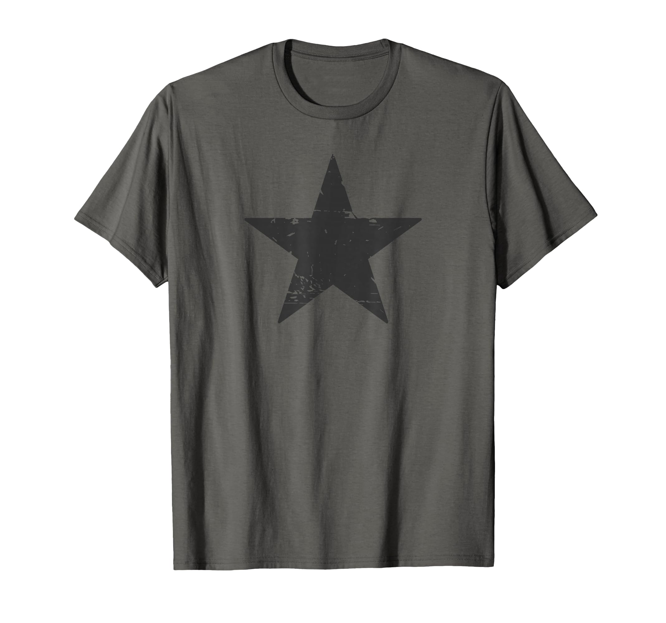 Dark Grey Star Distressed Minimalist T-Shirt - Custom Art Print Men Women