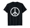 Peace Sign White Distressed T-Shirt - Casual Everyday Wear Unisex